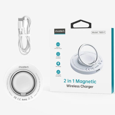 Nhẫn đỡ Choetech T603 điện thoại mag-safe 2 in 1 tích hợp sạc không dây (Hàng chính hãng)