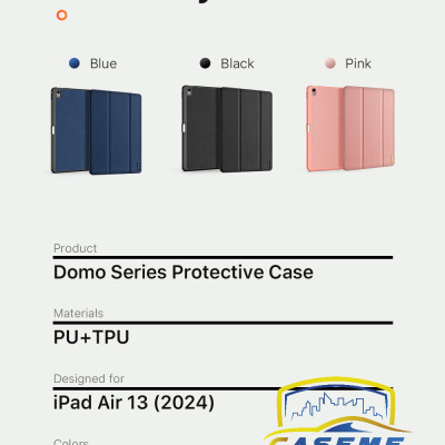 [iPad Air 6 M2] Bao Da Chính Hãng Dux Ducis Domo Kèm Khay Đựng Bút Dành Cho iPad Air 6 M2 -11 inch 2024. iPad Air 6 M2 - 13 inch 2024 - Hàng Nhập Khẩu 