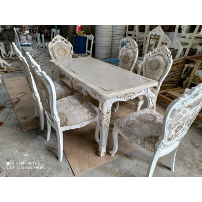 Bàn ăn Tân Cổ Điển khung nhựa NK