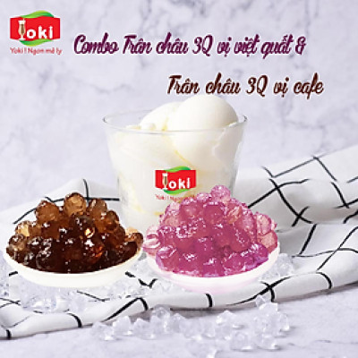 Combo Trân châu 3Q vị việt quất Yoki & Trân châu 3Q vị cafe Yoki