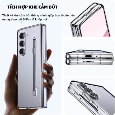 Ốp lưng trong suốt siêu mỏng chống ố vàng cho Samsung Galaxy Z Fold 7 5G Likgus Penone bảo vệ 360 độ màn phụ và mặt lưng (Tặng bút cảm ứng) - Hàng nhập khẩu