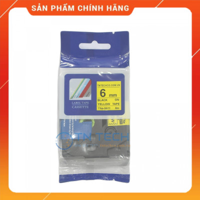 Nhãn In TNE-S611 - Đen nền vàng 6mm x 8m - Dùng cho máy in BROTHER - AIMO - PUTY [Hàng nhập khẩu]