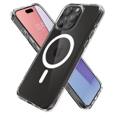 Ốp lưng dành cho iPhone 15 Pro Max SPIGEN Crystal Hybrid MagFit White - Hàng Chính Hãng