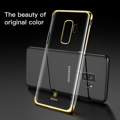 Ốp lưng Silicone cứng chống vân tay trong suốt viền si Crome màu Baseus Glitter Case cho Samsung Galaxy S9 S9Plus  (Hàng chính hãng)