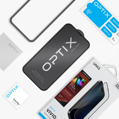 Kính Cường Lực UNIQ OPTIX VIVID Cho iPhone 16/ 16 Plus/ 16 Pro/ 16 Pro Max Hiển Thị Sắc Nét Màu Sắc Rực Rỡ Hàng Chính Hãng