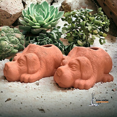 Chậu Gốm Đất Nung Hình Cún Dài 27cm X Cao 15cm