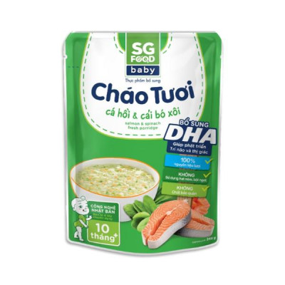 Cháo Tươi Baby Sài Gòn Food Cá Hồi & Cải Bó Xôi 240g