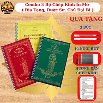 COMBO 3 Sách Chép Kinh - Kinh Địa Tạng, Chú Đại Bi, Dược Sư - PAI BOOKS.