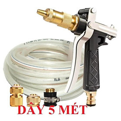 Bộ dây vòi xịt nước rửa xe, tưới cây . tăng áp 3 lần, loại 3m, 5m 206236Sđầu đồng, cút đồng, d.vàng