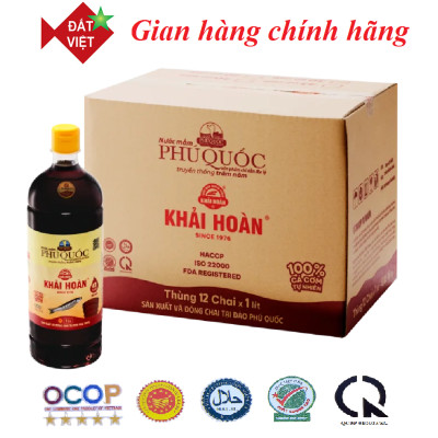 Nước mắm Khải Hoàn Phú Quốc 30-40-43 độ đam thùng 12 chai nhựa 1 lít