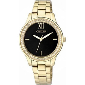 Đồng Hồ Nữ Citizen Đính Đá Swarovski Dây Thép Không Gỉ EL3082-55E - Mặt Đen
