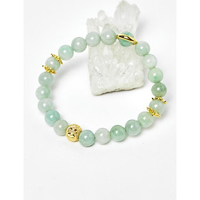 Vòng cẩm thạch phỉ thúy phối charm bạc mạ vàng 24k hạt 8mm mệnh hỏa, mộc - Ngọc Quý Gemstones