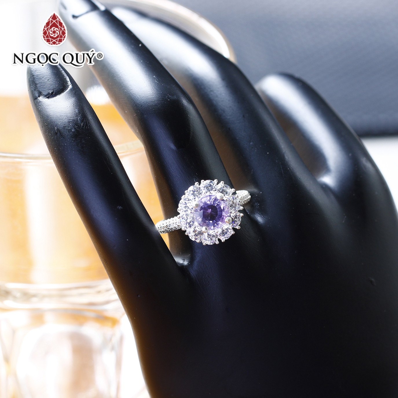 Nhẫn bạc nữ đá thạch anh tím mệnh hỏa. thổ - Ngọc Quý Gemstones