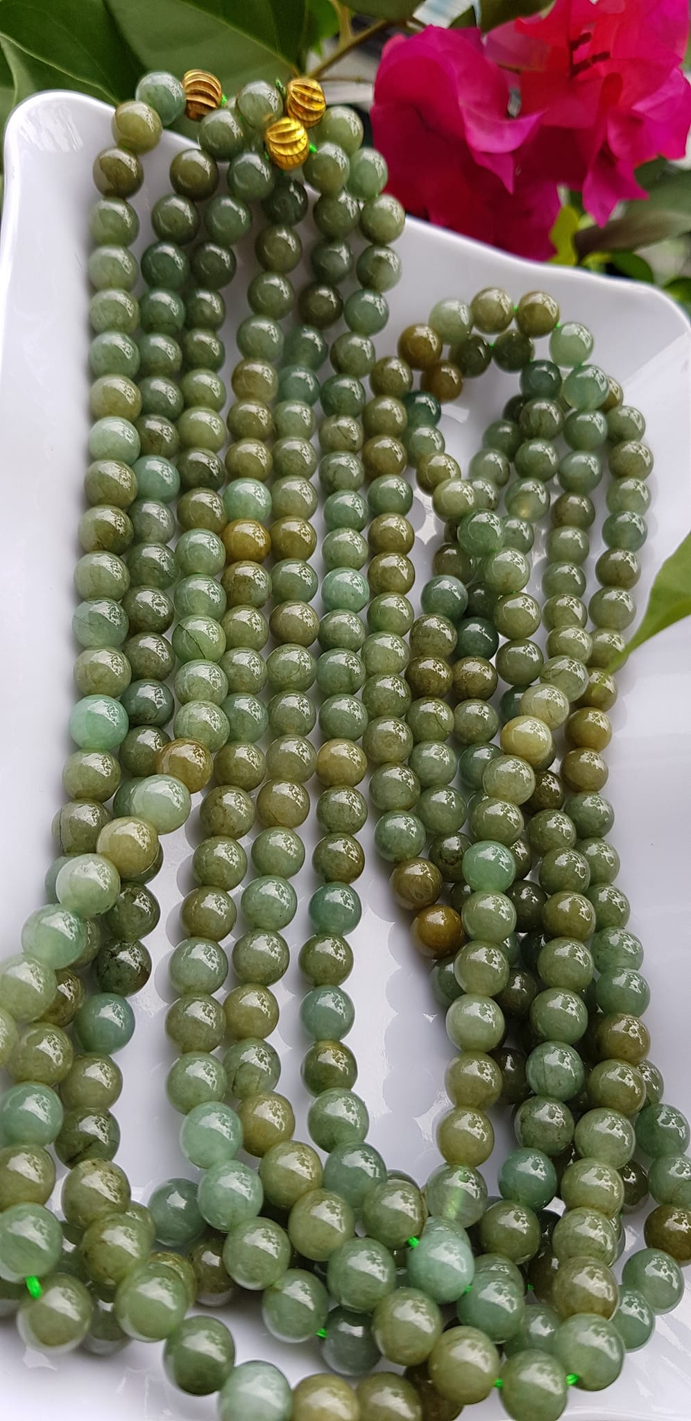 Vòng Chuỗi đeo Cổ hay niệm 108 hạt charm bi kiểu màu vàng Đá cẩm thạch tự nhiên Chuỗi cổ hạt size 7mm xanh ngọc dầu bóng mượt đẹp nữ đeo cổ nhẹ nhàng mát của đá tự nhiên tâm bình yên Món quà tặng Mẹ và người thân ý nghĩa và cho chính bản thân mình ạ
