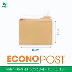 MPBN1 - 16x11 cm - Combo 100 phong bì giấy cứng đóng hàng màu nâu thay thế túi gói hàng