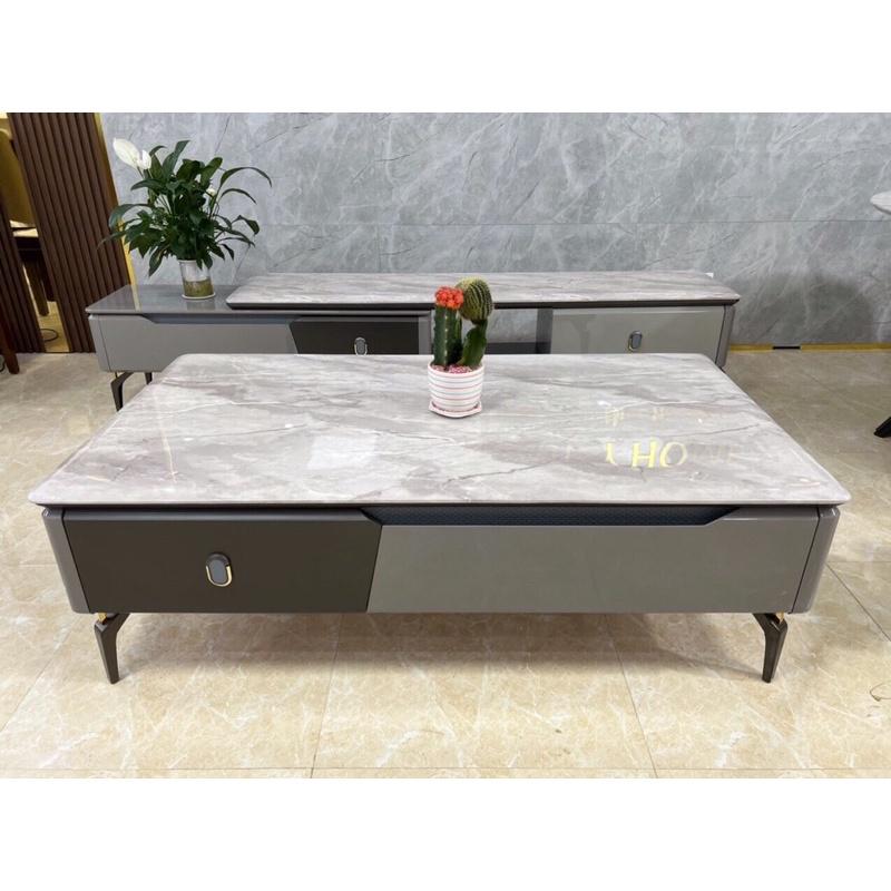 Bàn trà + kệ tivi nhập khẩu mặt đá cao cấp