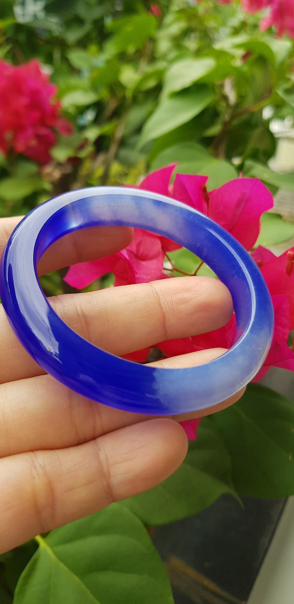 Vòng tay Nữ Bản Hẹ Đá Mã Não Xanh Dương Đậm nhạt 1 bên đều đẹp Vòng tay Ni 52mm x Cao 11mm x dầy 8mm Nữ mệnh Thủy mệnh môch 50kg - 54kg đeo ạ