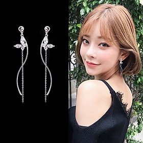 Khuyên tai bông tai dáng dài mềm mại thanh lịch cánh bướm đính đá
