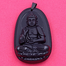 [Tuổi Tuất, Hợi] Mặt Dây Chuyền Phật A Di Đà Đá Thạch Anh Đen Size Nhỏ 3.6cm & Size Lớn 5cm- Tặng Kèm Móc Inox - Phong Thủy 868 - May Mắn - Bình An