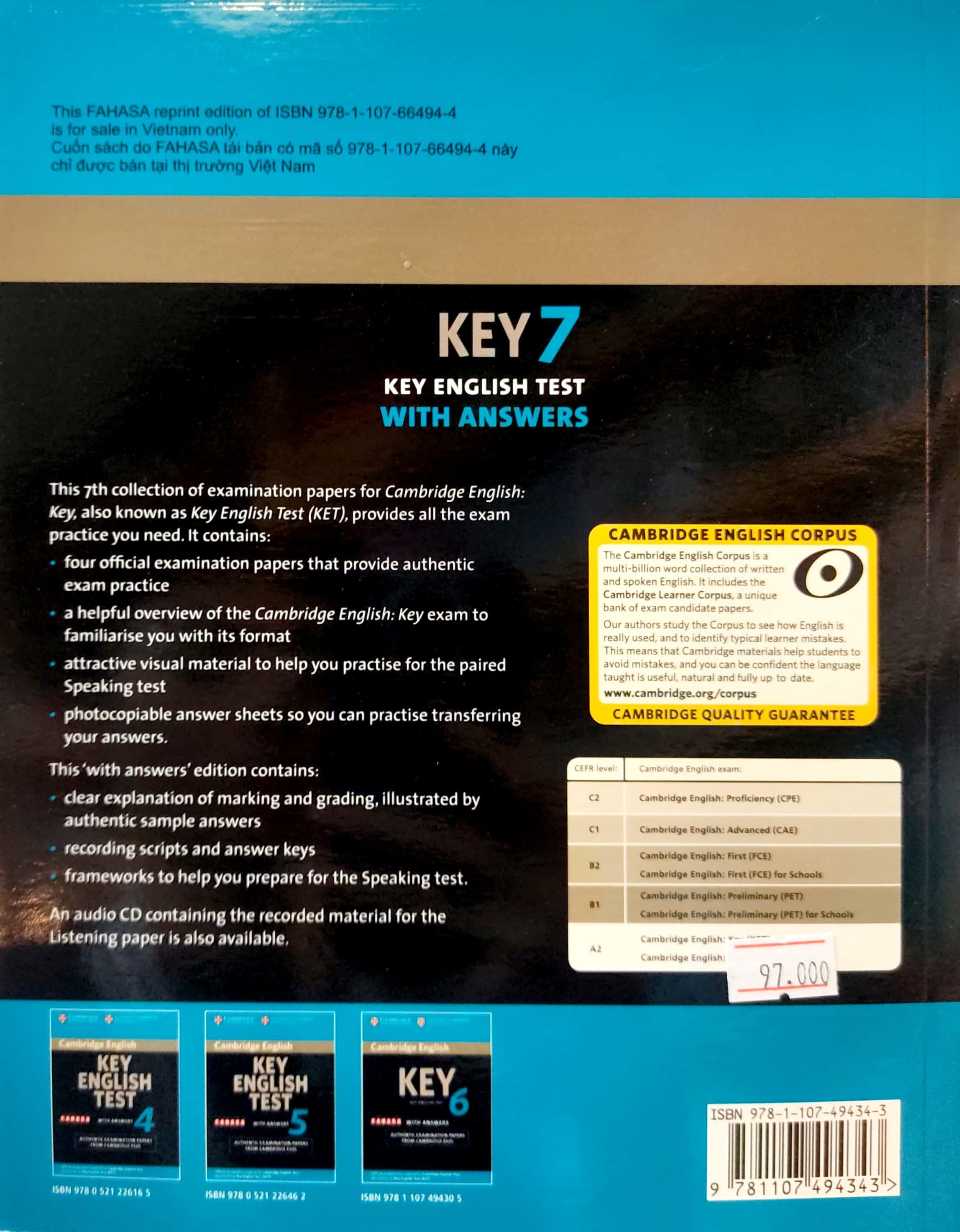 Cambridge English KEY - Key English Test 7 with Answers