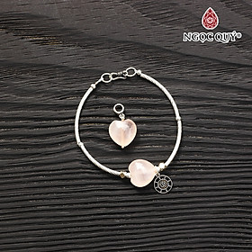 Bộ trang sức trái tim đá thạch anh hồng mệnh hỏa thổ - Ngọc Quý Gemstones