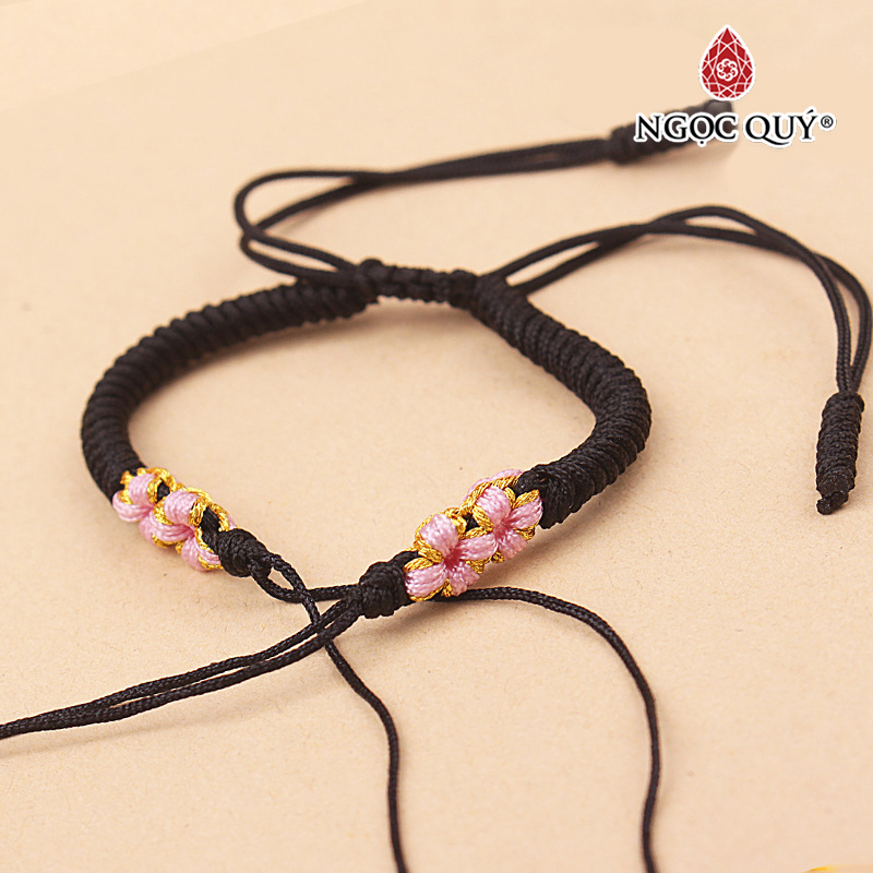 Vòng tay thắt dây vải họa tiết hoa - Ngọc Quý Gemstones