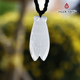 Mặt dây chuyền ngọc thiền con ve đá mã não trắng 4.5x2.1cm mệnh thủy, kim - Ngọc Quý Gemstones