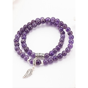 Vòng 2 Line Thạch Anh Tím Phối Charm Bạc (6mm) Ngọc Quý Gemstones
