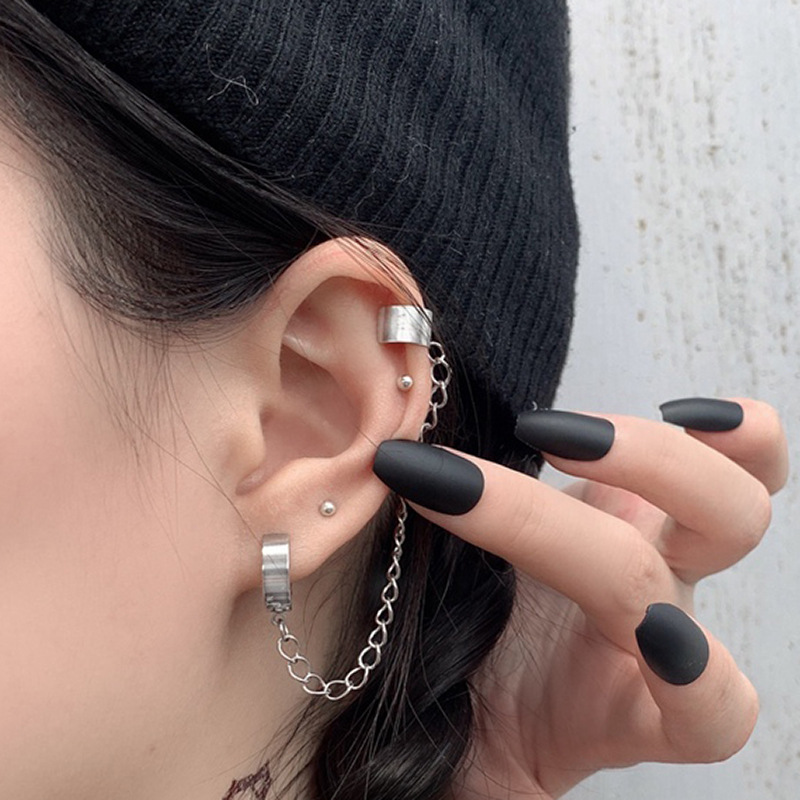 Bông tai unisex tích hợp xỏ lỗ- kẹp xương phá cách hiện đại