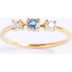 Nhẫn kiểu nữ đẹp đá xanh nước biển bạc cao cấp Gix Jewel N04