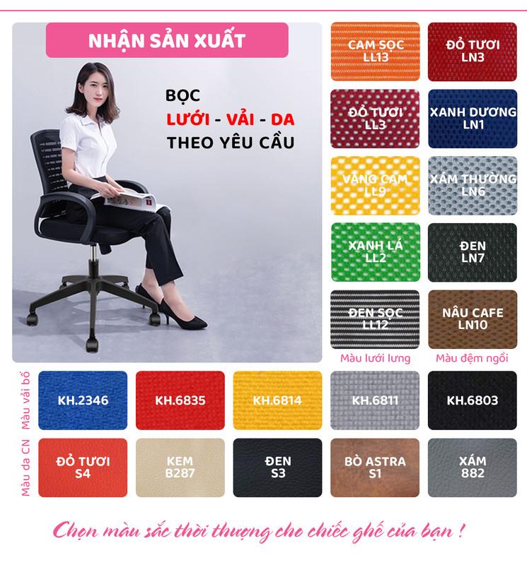 Ghế xoay văn phòng lưng trung bọc da SMLIFE Jack