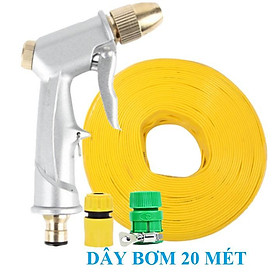 Bộ dây vòi xịt nước rửa xe, tưới cây . tăng áp 3 lần, loại 20m 206701 đầu đồng,cút+ tặng mở chai