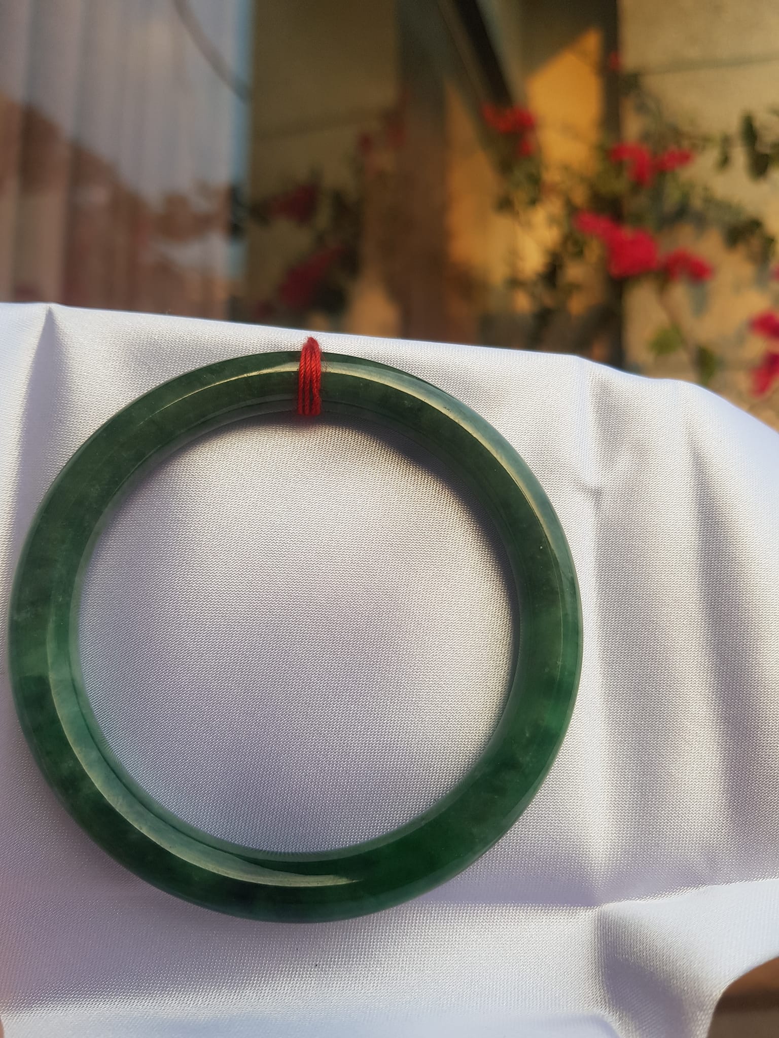 Vòng Cẩm Thạch Tự Nhiên Dầu Lý SỊN Sao 56mm x 8mm màu Xanh Bóng Mịn Vân Bông Đậm Đẹp Nữ mệnh thủy mộc hỏa 54kg - 64kg đeo ạ
