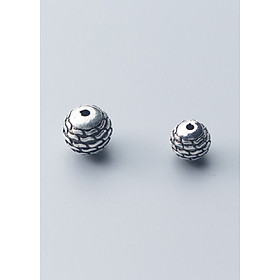 Combo 2 cái charm bạc hình cầu họa tiết dấu gạch xỏ ngang - Ngọc Quý Gemstones