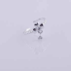Nhẫn bạc Ý 925 Huệ Ngân - Mẫu mảnh cỏ bốn lá free size RR1372