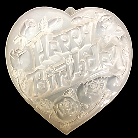 Khuôn rau câu sinh nhật Happy Birthday hoa hồng – Khuôn hình tim loại 20 cm - Mã số 1091