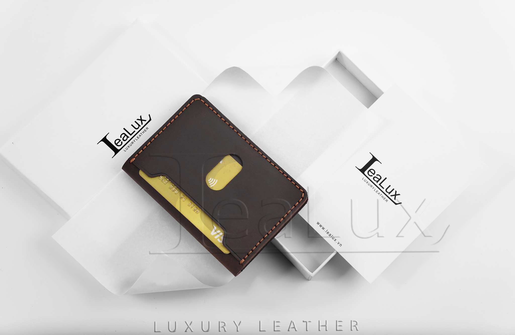 Ví Da Nam Nữ Đựng Thẻ LEALUX Mini Handmade 1