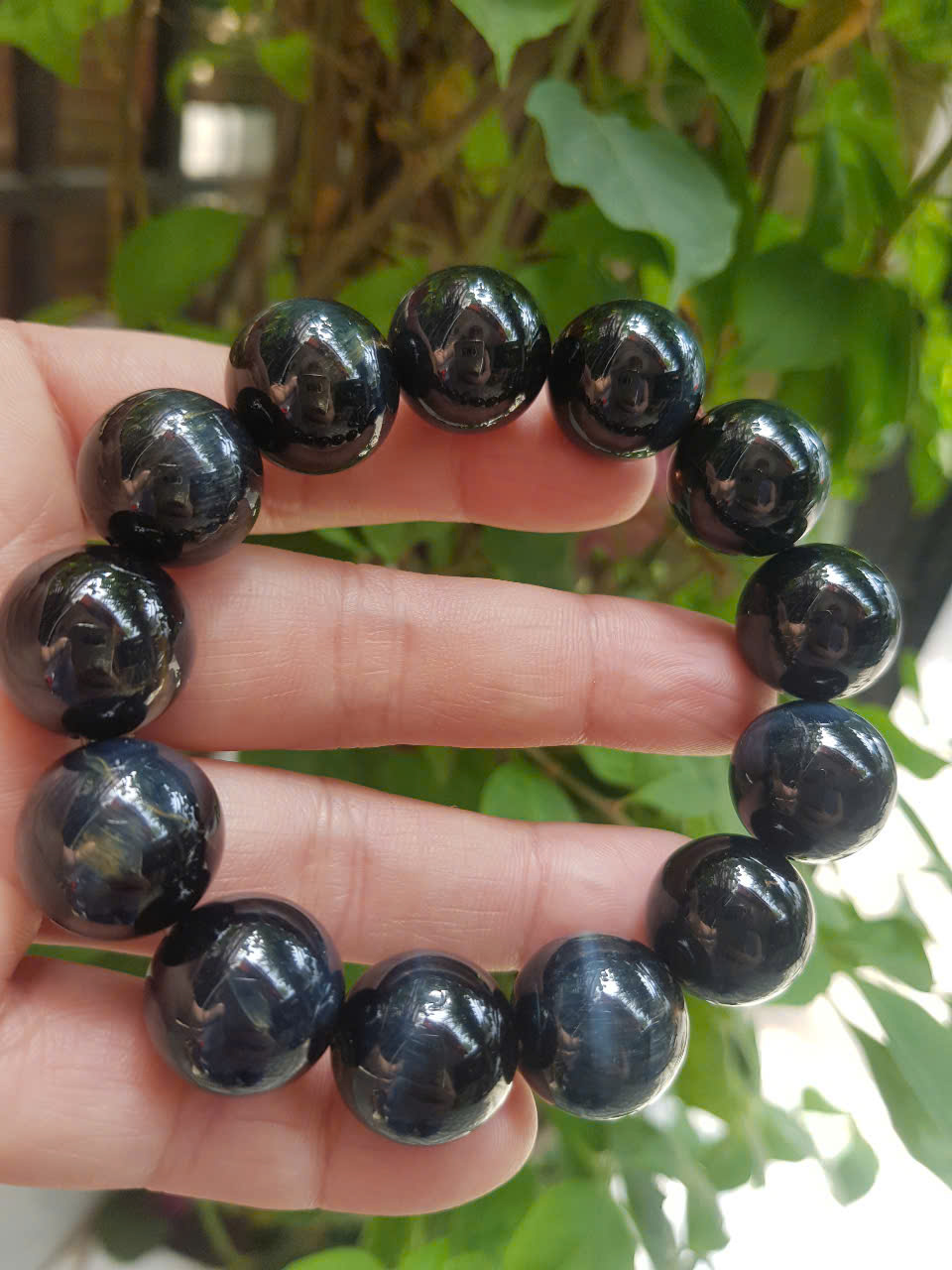 Vòng tay Phong Thủy May May Mắn Nam Mệnh Thủy mệnh Mộc 100% Đá tự nhiên đá mắt hổ đen xanh 16mm 13 viên vòng đẹp sang đeo tốt sức khỏe tim mạch hợp phong thủy làm ăn kinh doanh phát đạt