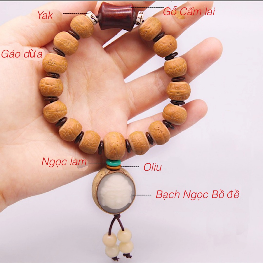 VÒNG TAY CHUỖI HẠT BỒ ĐỀ PHẬT NHÃN ( MẮT PHẬT ) VÀ BỒ ĐỀ BẠCH NGỌC TỰ NHIÊN NEPAL 12-13m