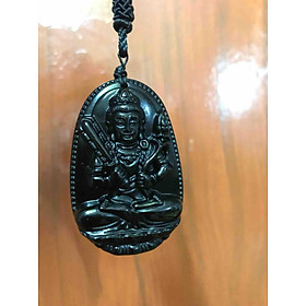MẶT PHẬT ĐỘ MỆNH HƯ KHÔNG TẠNG ĐÁ MÃ NÃO ĐEN ĐẸP 5CM NAM TUỔI SỬU DẦN