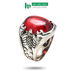 Nhẫn Nam Bạc - Hình Bọ Cạp Đá Đỏ - BẠC HIỂU MINH NA390R