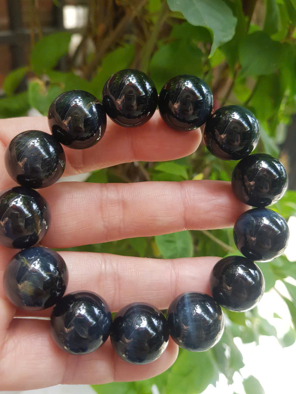 Vòng tay Phong Thủy May May Mắn Nam Mệnh Thủy mệnh Mộc 100% Đá tự nhiên đá mắt hổ đen xanh 16mm 13 viên vòng đẹp sang đeo tốt sức khỏe tim mạch hợp phong thủy làm ăn kinh doanh phát đạt