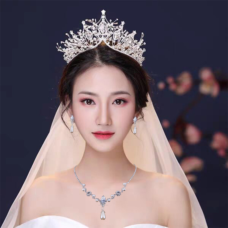 Bộ trang sức cô dâu xinh đẹp 2 món giọt nước rhinestone CD2204