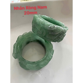 Nhẫn Rồng Nam Ni 20mm Cao 12mm Dầy 4mm Đá Cẩm Thạch Xanh Đều màu tự nhiên nhu đẹp sang tay ạ