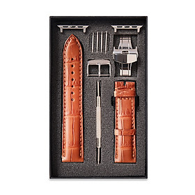 Dây Đồng Hồ Thay Thế Dành Cho Apple Watch 48 Ultra 45/44/42mm - 41/40/38mm, Chất Liệu Da Cá Sấu Cao Cấp Màu Vàng Cam Tương Thích Các Phiên Bản Series 8/7/6/5/4/3/2/1/SE Bảo Hành 12 Tháng