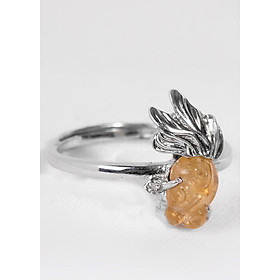 Nhẫn Bạc Cá 3 Đuôi Tourmaline Vàng Ngọc Quý Gemstones