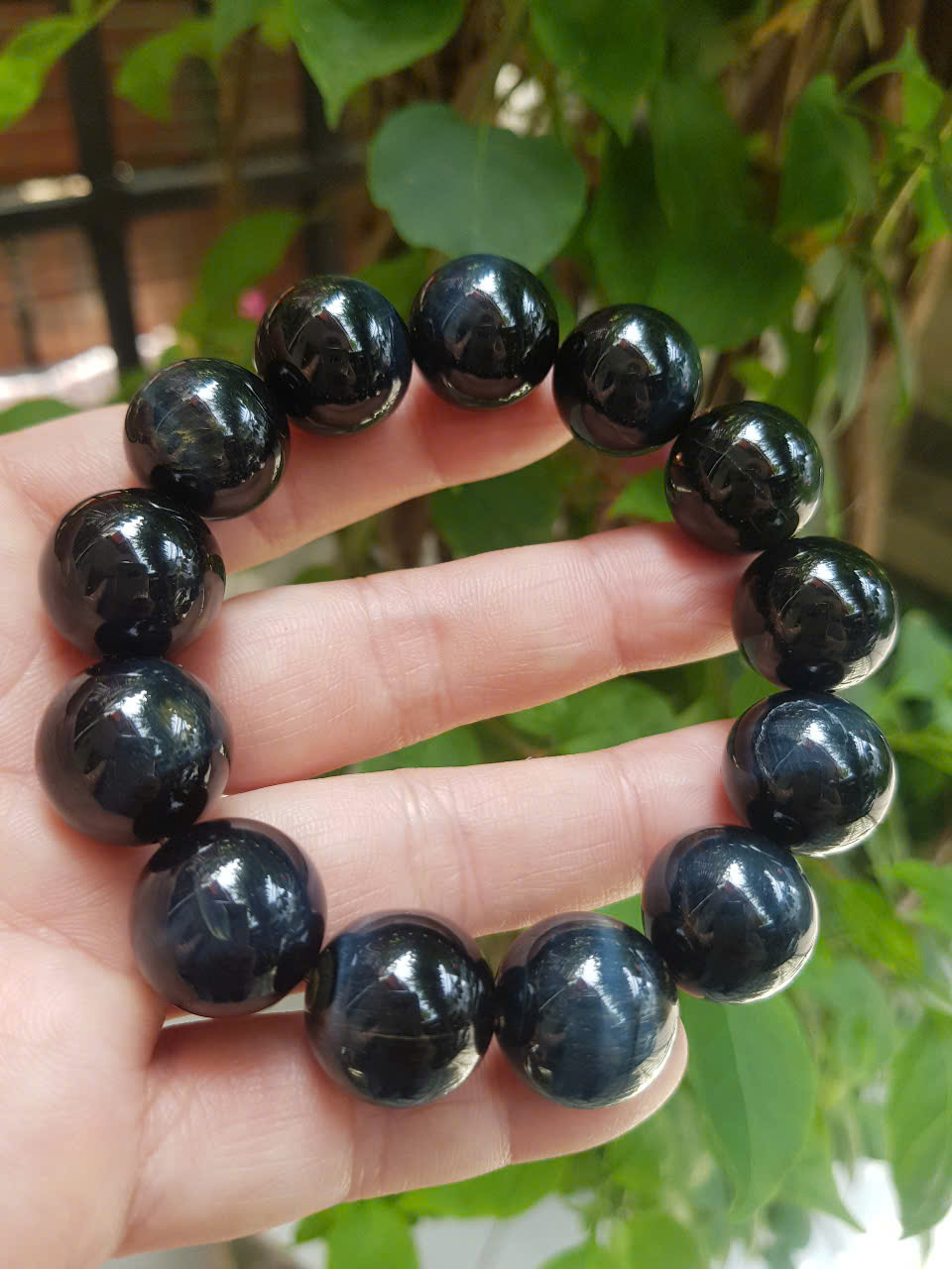 Vòng tay Phong Thủy May May Mắn Nam Mệnh Thủy mệnh Mộc 100% Đá tự nhiên đá mắt hổ đen xanh 16mm 13 viên vòng đẹp sang đeo tốt sức khỏe tim mạch hợp phong thủy làm ăn kinh doanh phát đạt