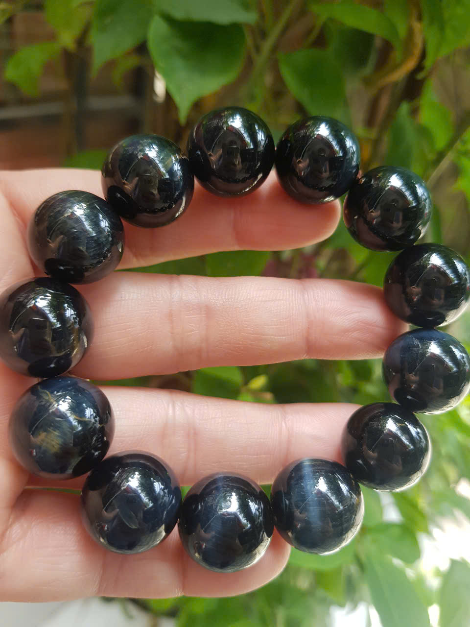 Vòng tay Phong Thủy May May Mắn Nam Mệnh Thủy mệnh Mộc 100% Đá tự nhiên đá mắt hổ đen xanh 16mm 13 viên vòng đẹp sang đeo tốt sức khỏe tim mạch hợp phong thủy làm ăn kinh doanh phát đạt