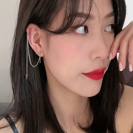 Bông tai nam nữ kẹp chữ C thả đinh siêu đẹp siêu cool