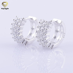 Bông tai bạc Ý 925 Huệ Ngân - Bông vòng đính đá trắng SE041